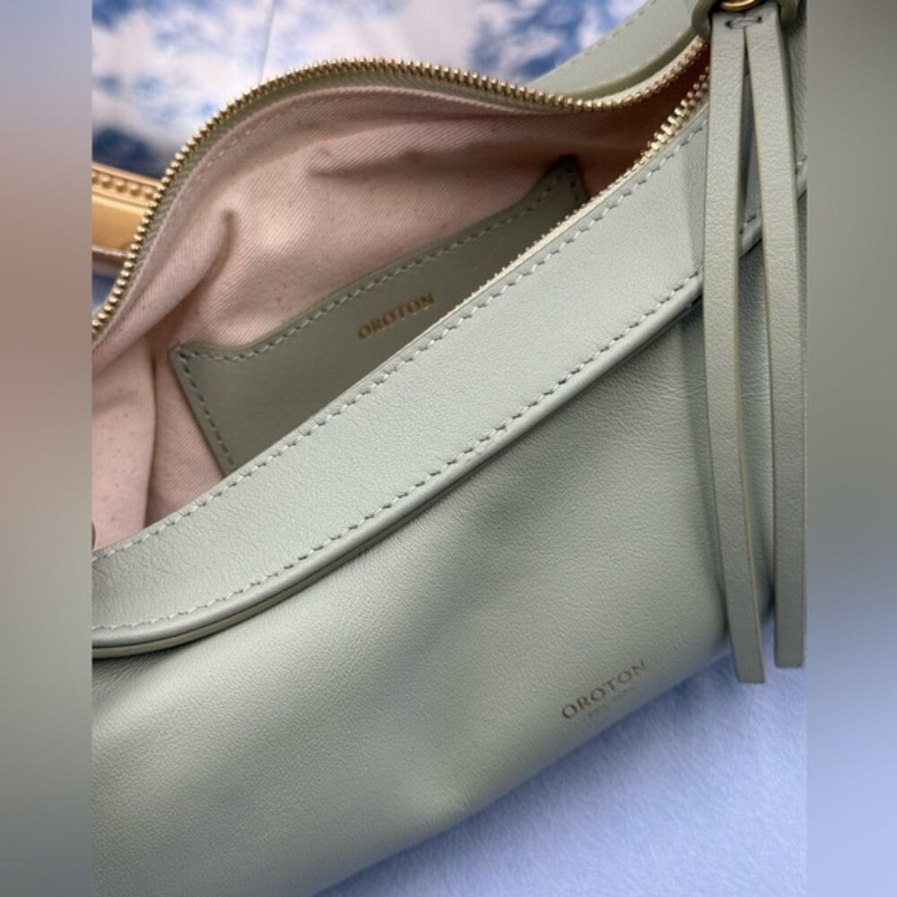 🆕 OROTON 🧿 NWOT Cinder Mini Baguette Shoulder Bag, Agave Green - Picture 10 of 12